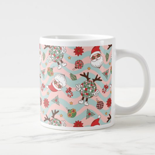 Disco Santa en rendier vakantiepatroon Grote Koffiekop (Rechts)