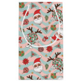 Disco Santa en rendier vakantiepatroon Klein Cadeauzakje (Achterkant)