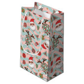 Disco Santa en rendier vakantiepatroon Klein Cadeauzakje (Achterkant Gekanteld)