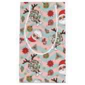 Disco Santa en rendier vakantiepatroon Klein Cadeauzakje (Voorkant)