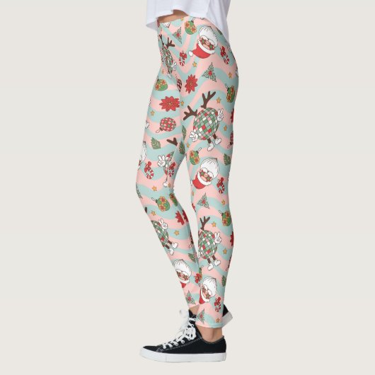 Disco Santa en rendier vakantiepatroon Leggings (Links)