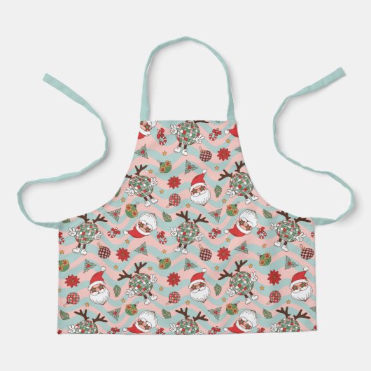 Disco Santa en rendier vakantiepatroon Schort (Voorkant)