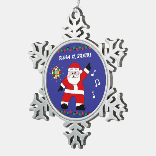 Disco Santa Tin Sneeuwvlok Ornament (Rechts)