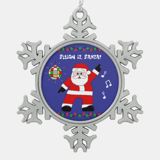 Disco Santa Tin Sneeuwvlok Ornament (Voorkant)