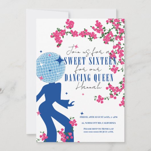 Disco Santorini Music Bougainvillea Sweet Sixteen Kaart (Voorkant)
