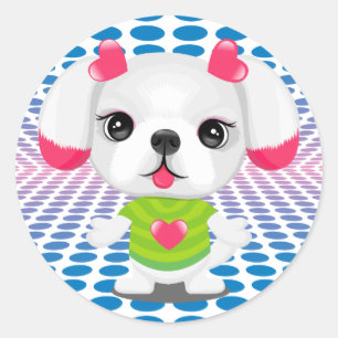 disco shih tzu - ronde sticker