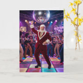 Disco Sinterklaas 1970s Retro Kerstmis Kaart (Gele Bloem)
