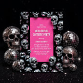 Disco Skull Pink Glam Halloween Kostuumfeest Kaart