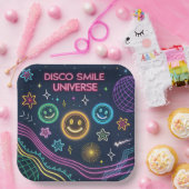 Disco Smile Universe – Funky Neon Celebration Art Papieren Bordje (Feest)