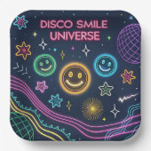 Disco Smile Universe – Funky Neon Celebration Art Papieren Bordje (Voorkant)