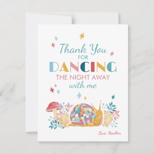 Disco Snail Verjaardagsfeestje Bedankkaart (Voorkant)