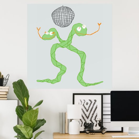 Disco Snakes Poster in Green (Thuiskantoor)
