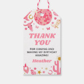 Disco Space Roze Cowgirl Verjaardag Bedankt Favor Cadeaulabel (Voorkant)