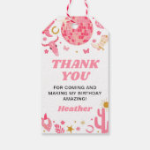 Disco Space Roze Cowgirl Verjaardag Bedankt Favor Cadeaulabel (Achterkant)
