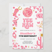 Disco Space Roze Cowgirl Western Verjaardag Kaart (Voorkant)