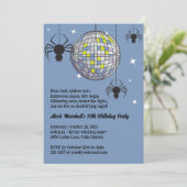 Disco Spiders Halloween Blauw Retro Kostuum Feest Kaart (Staand voorkant)