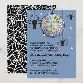 Disco Spiders Halloween Blauw Retro Kostuum Feest Kaart