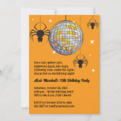 Disco Spiders Halloween Oranje Retro Kostuum Feest Kaart (Voorkant)