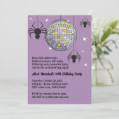 Disco Spiders Halloween Paarse Retro Kostuum Feest Kaart (Staand voorkant)