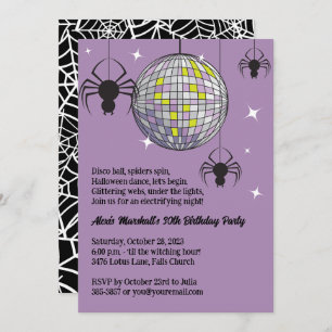 Disco Spiders Halloween Paarse Retro Kostuum Feest Kaart