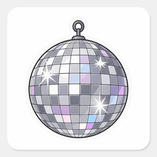 Disco Spiegelbal Glans Sticker (Voorkant)
