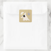 Disco-spook met sterrenbril vierkante sticker (Tas)