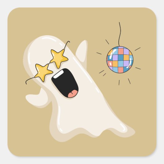 Disco-spook met sterrenbril vierkante sticker (Voorkant)