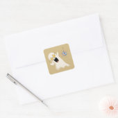 Disco-spook met sterrenbril vierkante sticker (Envelop)