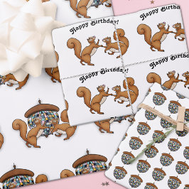 Disco Squirrels Birthday Inpakpapier Vel
