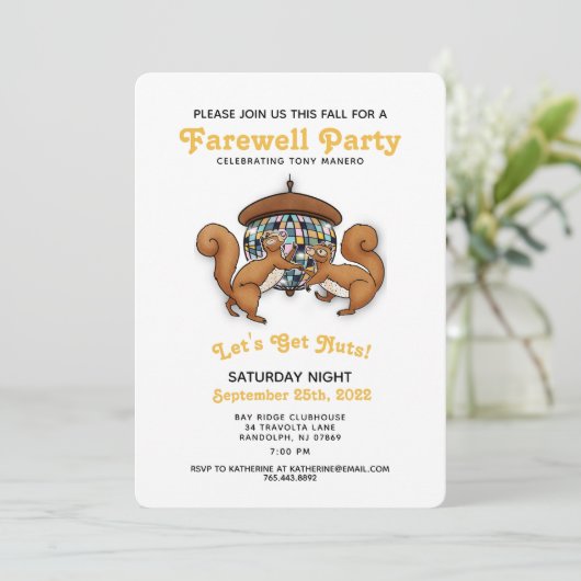 Disco Squirrels Farewell Party Invitation Kaart (Staand voorkant)