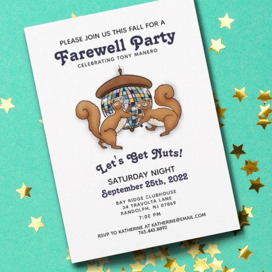 Disco Squirrels Farewell Party Invitation Kaart