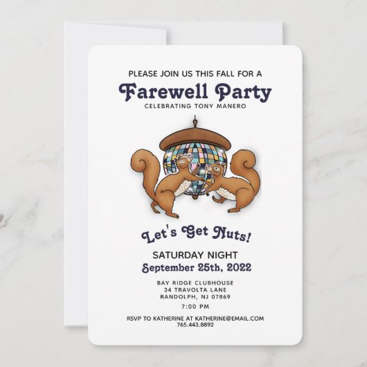 Disco Squirrels Farewell Party Invitation Kaart (Voorkant)