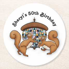 Disco Squirrels Party Ronde Kartonnen Onderzetter