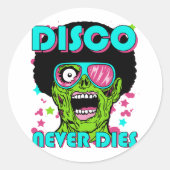 Disco sterft nooit ronde sticker (Voorkant)