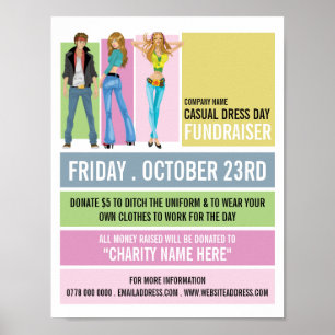 Disco-stijl, Casual dress-dag fundraiser Advert Poster