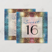 Disco Sweet 16 Birthday Party Custom Invite Kaart (Voorkant / Achterkant)