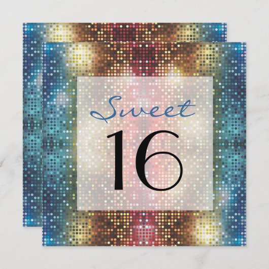 Disco Sweet 16 Birthday Party Custom Invite Kaart (Voorkant / Achterkant)
