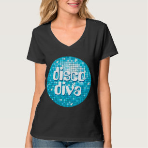 Disco Tegel Blue 'disco diva' v-nek T-shirt