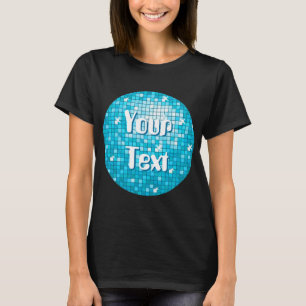 Disco Tegel Blue Jouw tekst t-shirt zwart