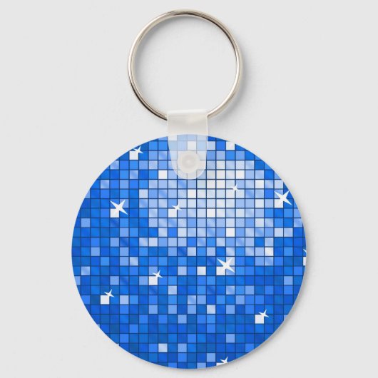 Disco Tegel Dark Blue sleutelhanger round (Voorkant)