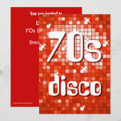 Disco Tegel Red 70s Disco-uitnodiging Kaart (Voorkant / Achterkant)