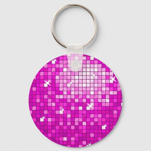 Disco Tegel Roze sleutelhanger rond (Voorkant)