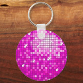 Disco Tegel Roze sleutelhanger rond (Voorkant)