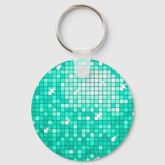Disco Tegels Aqua sleutelhanger round (Voorkant)