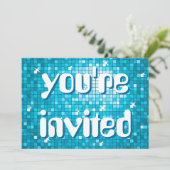Disco Tegels Blue 'you are requested' amelia text Kaart (Staand voorkant)