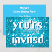 Disco Tegels Blue 'you are requested' amelia text Kaart (Voorkant / Achterkant)