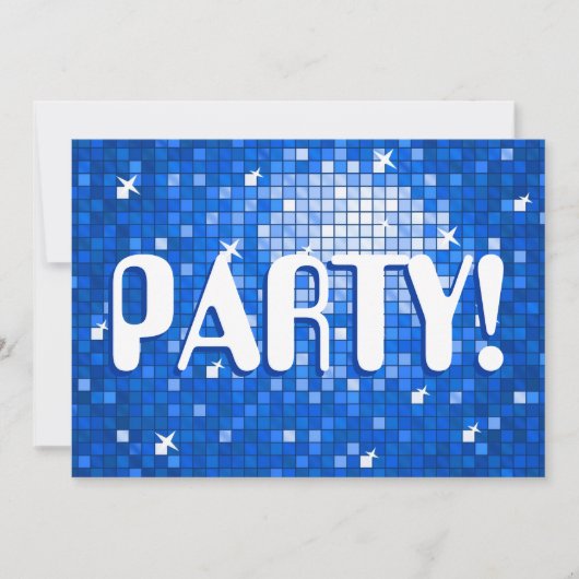 Disco Tegels Dark Blue PARTY-uitnodiging amelia-te Kaart (Voorkant)
