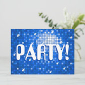 Disco Tegels Dark Blue PARTY-uitnodiging amelia-te Kaart (Staand voorkant)