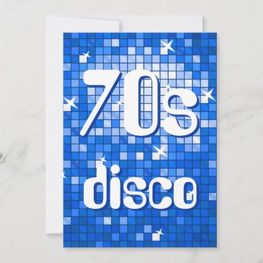 Disco Tegels Donkerblauw 70s Disco uitnodiging (Voorkant)
