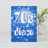 Disco Tegels Donkerblauw 70s Disco uitnodiging (Staand voorkant)